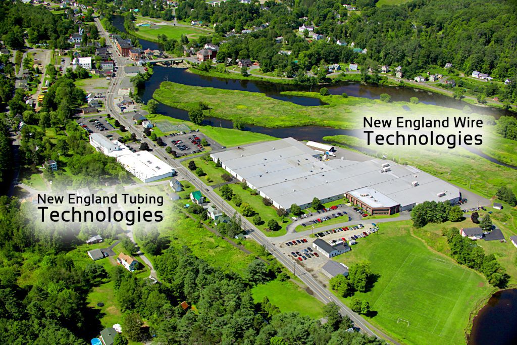 Aerial view of New England Tubing and New England Wire campus