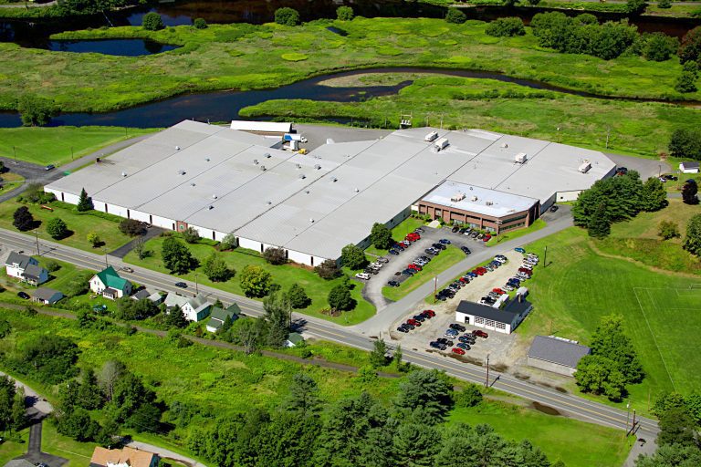 aerial image of New England Wire Technologies in Lisbon, NH USA in the summertime